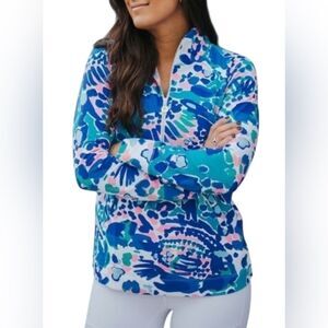 Lilly Pulitzer Skipper Long Sleeve Popover Multi Hit The Spot Size XS, UPF 50+